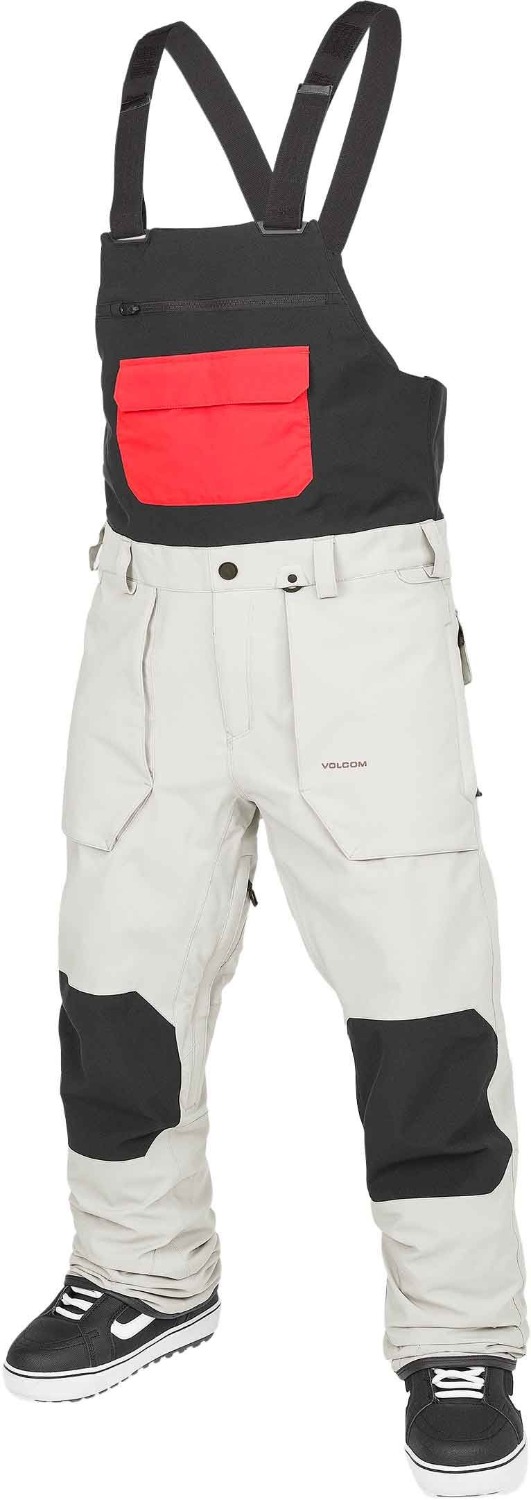 Volcom Roan Bib Overall - white, black, gray (stone)